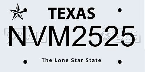 NVM2525 Texas License Plate