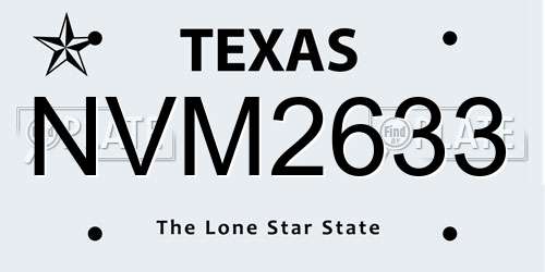 NVM2633 Texas License Plate