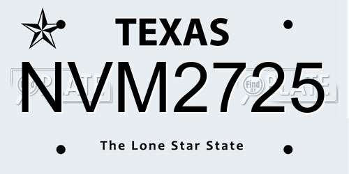 NVM2725 Texas License Plate