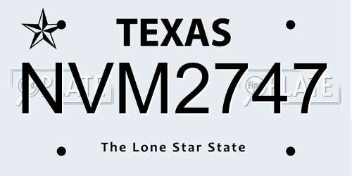 NVM2747 Texas License Plate