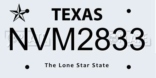 NVM2833 Texas License Plate