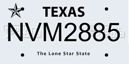 NVM2885 Texas License Plate