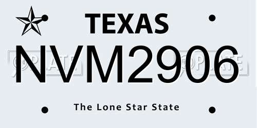 NVM2906 Texas License Plate