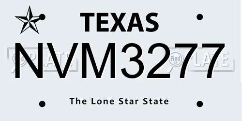 NVM3277 Texas License Plate