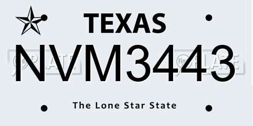 NVM3443 Texas License Plate