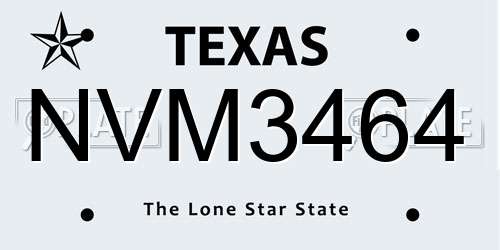 NVM3464 Texas License Plate