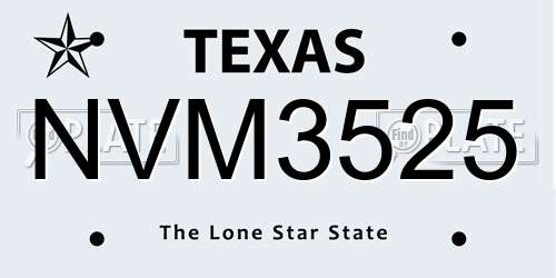 NVM3525 Texas License Plate