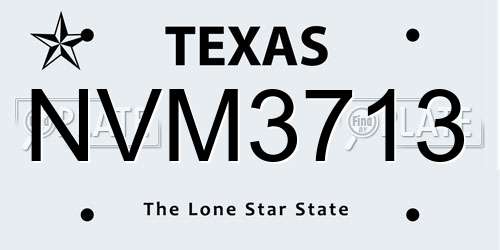 NVM3713 Texas License Plate