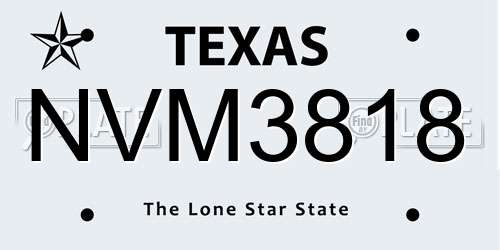 NVM3818 Texas License Plate