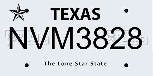 NVM3828 Texas License Plate