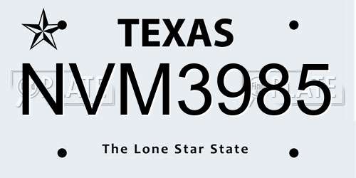 NVM3985 Texas License Plate