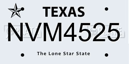 NVM4525 Texas License Plate