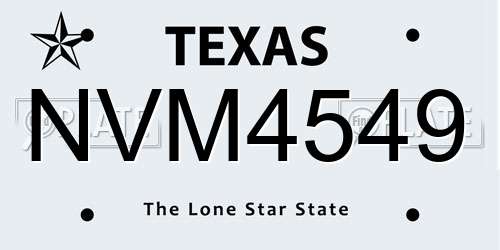 NVM4549 Texas License Plate