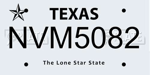 NVM5082 Texas License Plate