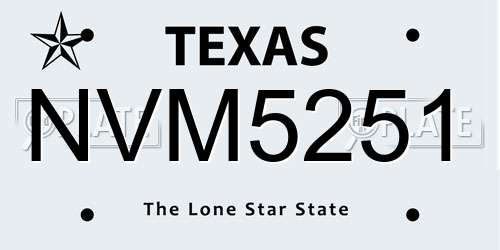 NVM5251 Texas License Plate