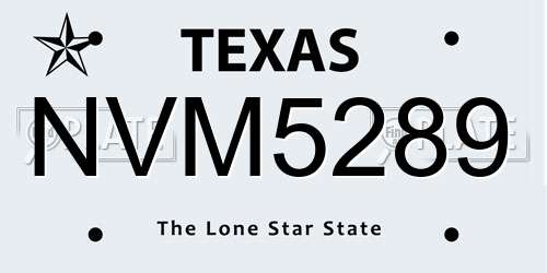 NVM5289 Texas License Plate