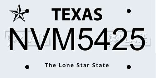 NVM5425 Texas License Plate
