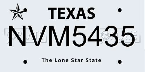 NVM5435 Texas License Plate