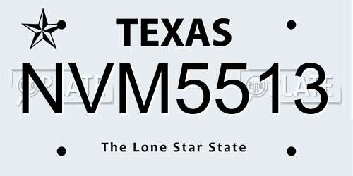 NVM5513 Texas License Plate