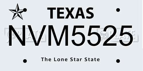 NVM5525 Texas License Plate