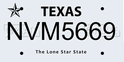 NVM5669 Texas License Plate