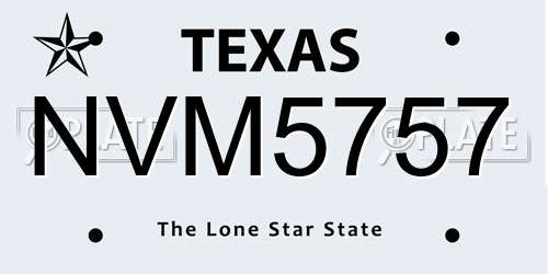 NVM5757 Texas License Plate