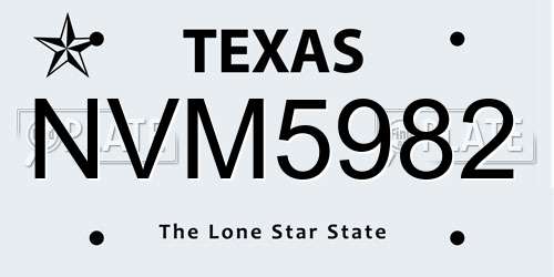 NVM5982 Texas License Plate