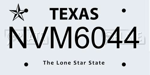 NVM6044 Texas License Plate