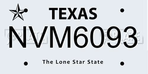 NVM6093 Texas License Plate