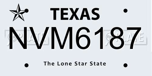 NVM6187 Texas License Plate