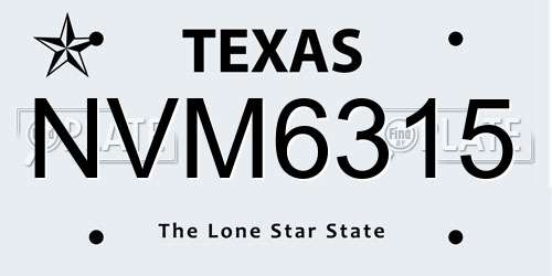 NVM6315 Texas License Plate