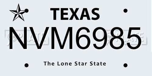 NVM6985 Texas License Plate