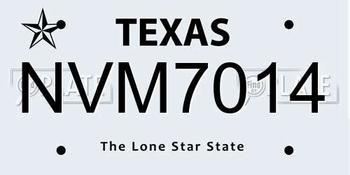 NVM7014 Texas License Plate