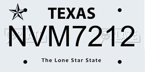 NVM7212 Texas License Plate