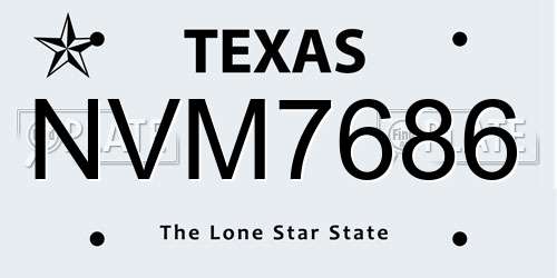 NVM7686 Texas License Plate
