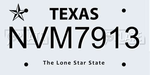 NVM7913 Texas License Plate
