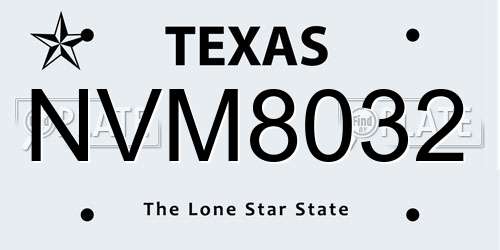 NVM8032 Texas License Plate