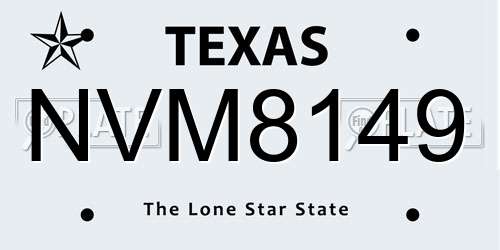 NVM8149 Texas License Plate