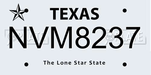 NVM8237 Texas License Plate