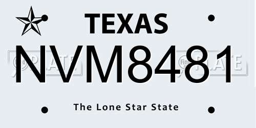 NVM8481 Texas License Plate