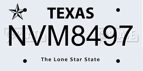 NVM8497 Texas License Plate
