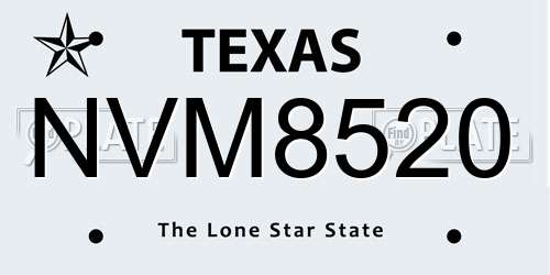 NVM8520 Texas License Plate