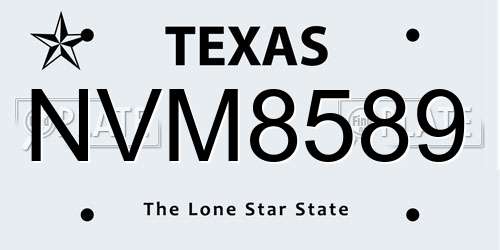 NVM8589 Texas License Plate
