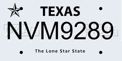 NVM9289 Texas License Plate