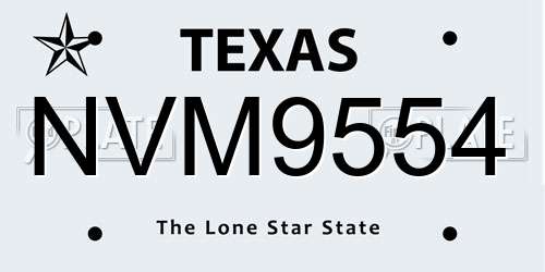 NVM9554 Texas License Plate