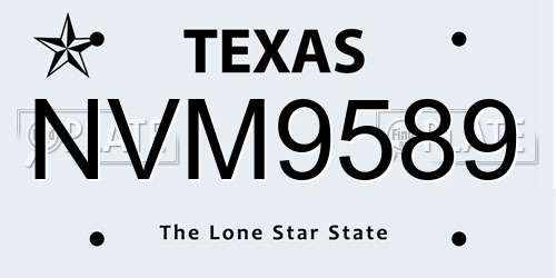 NVM9589 Texas License Plate