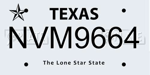 NVM9664 Texas License Plate