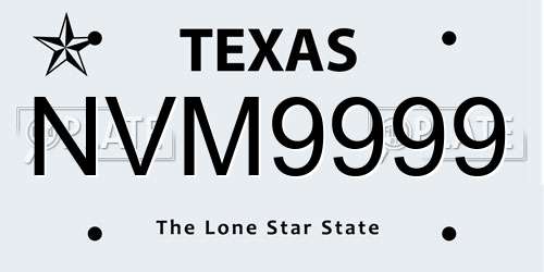 NVM9999 Texas License Plate