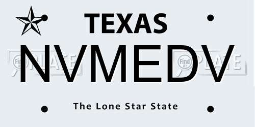 NVMEDV Texas License Plate