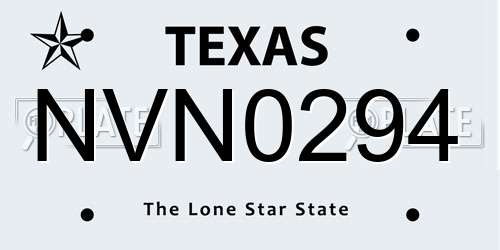 NVN0294 Texas License Plate